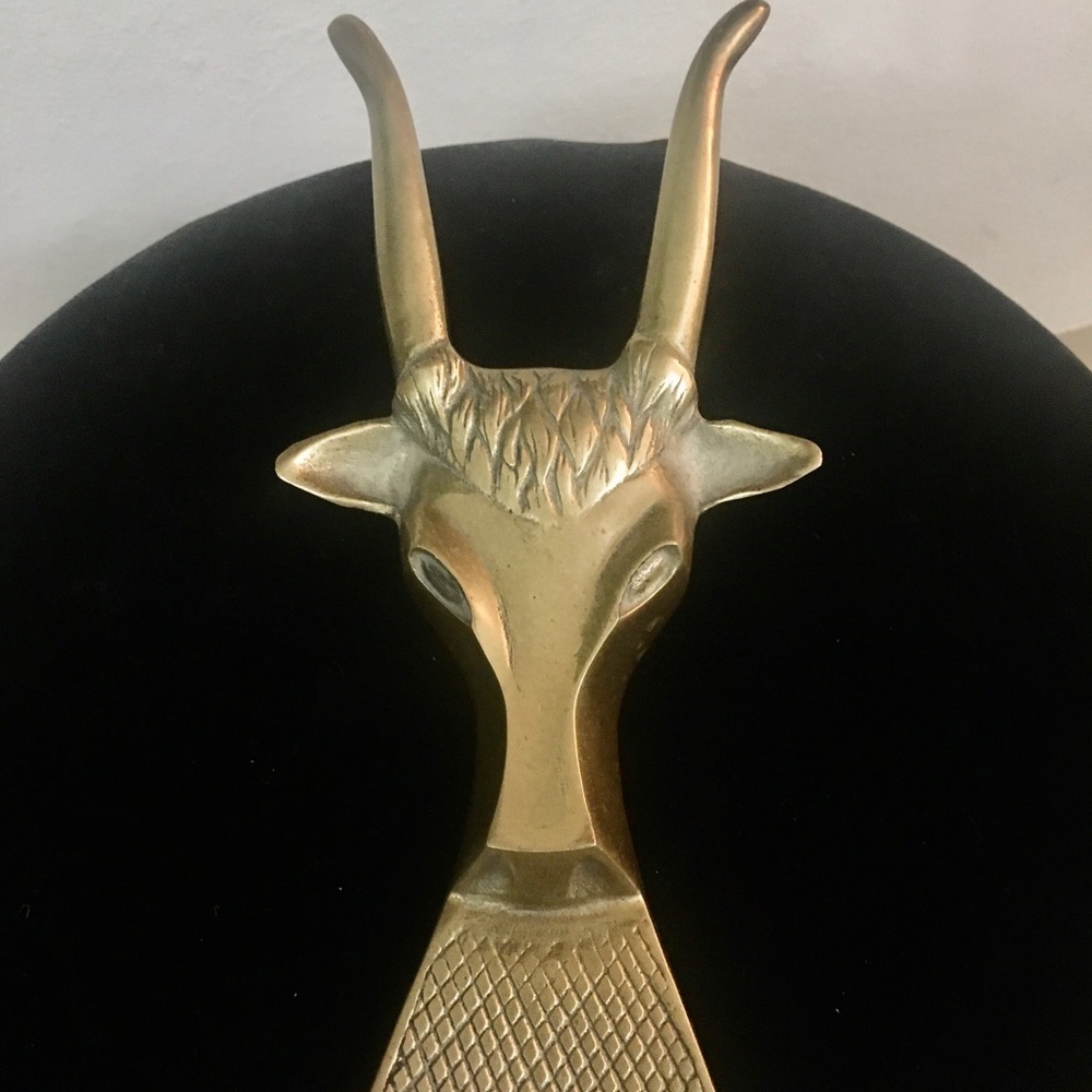 🌶 Vintage Longhorn Steer Brass Boot Jack - Picture 1 of 5